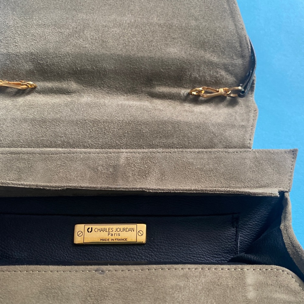 SOLD Charles Jourdan 80s does 20s Deco Vintage Suede Leather Purse Shoulder Bag - Picture 7 of 10